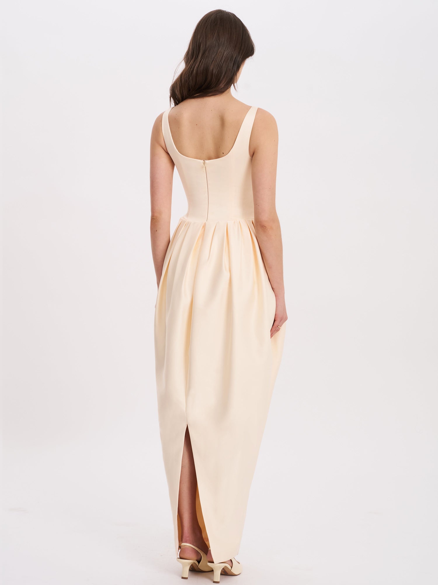 Udana Drop Waist Tulip Gown | Butter Yellow