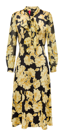 Printed Mulberry Silk Dress | Yellow