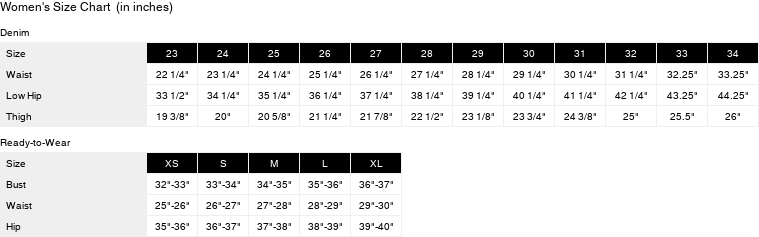 Product size guide