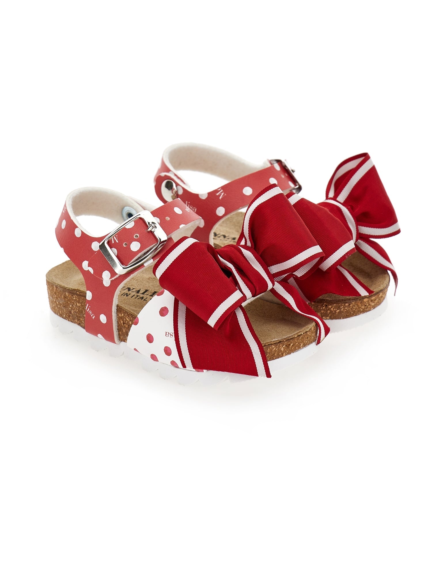 Girls | Polka Dot Sandals With Bow | Red/White