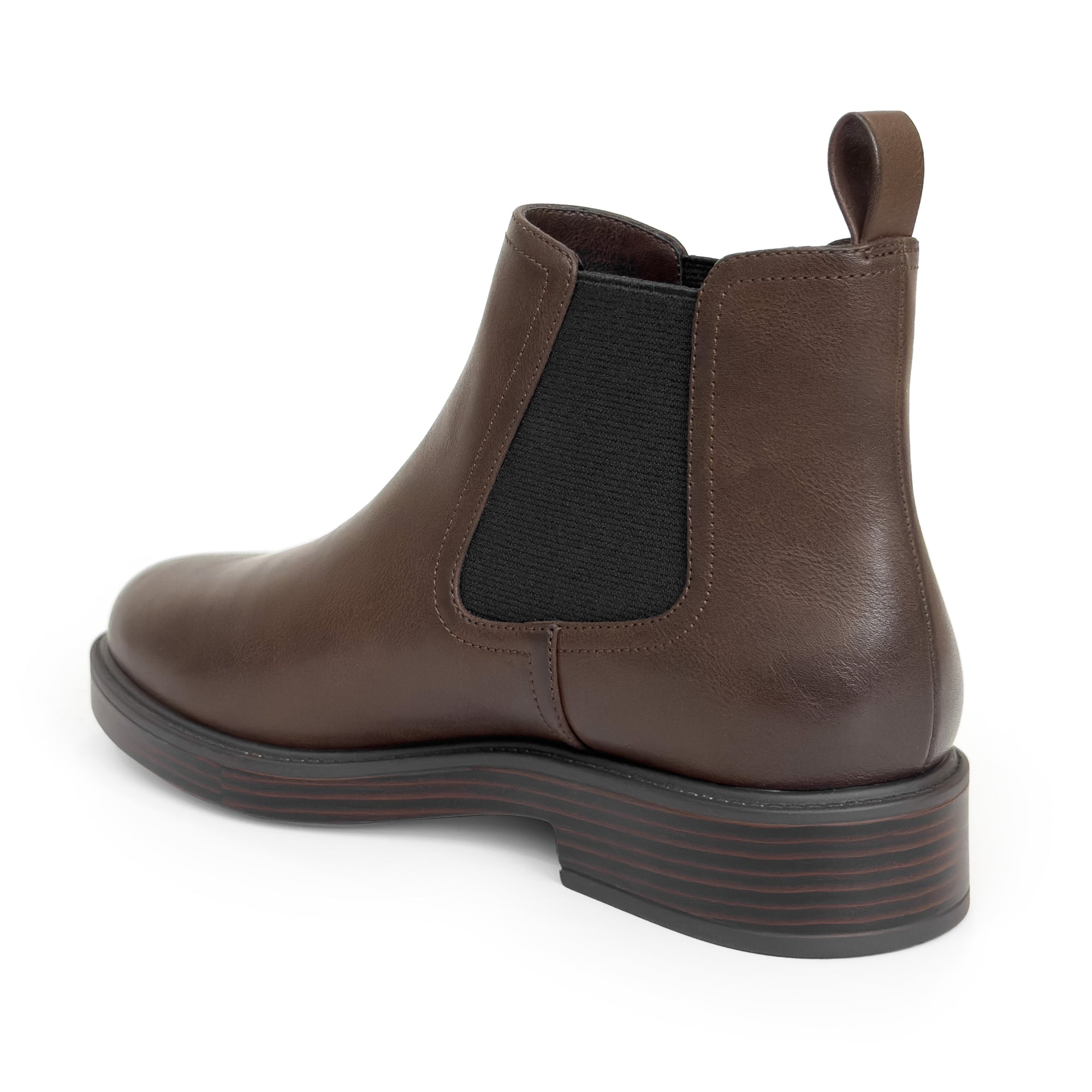 Poshan Bootie Low Block Heel | Fango/Black Burnished Faux Calf/Elastic
