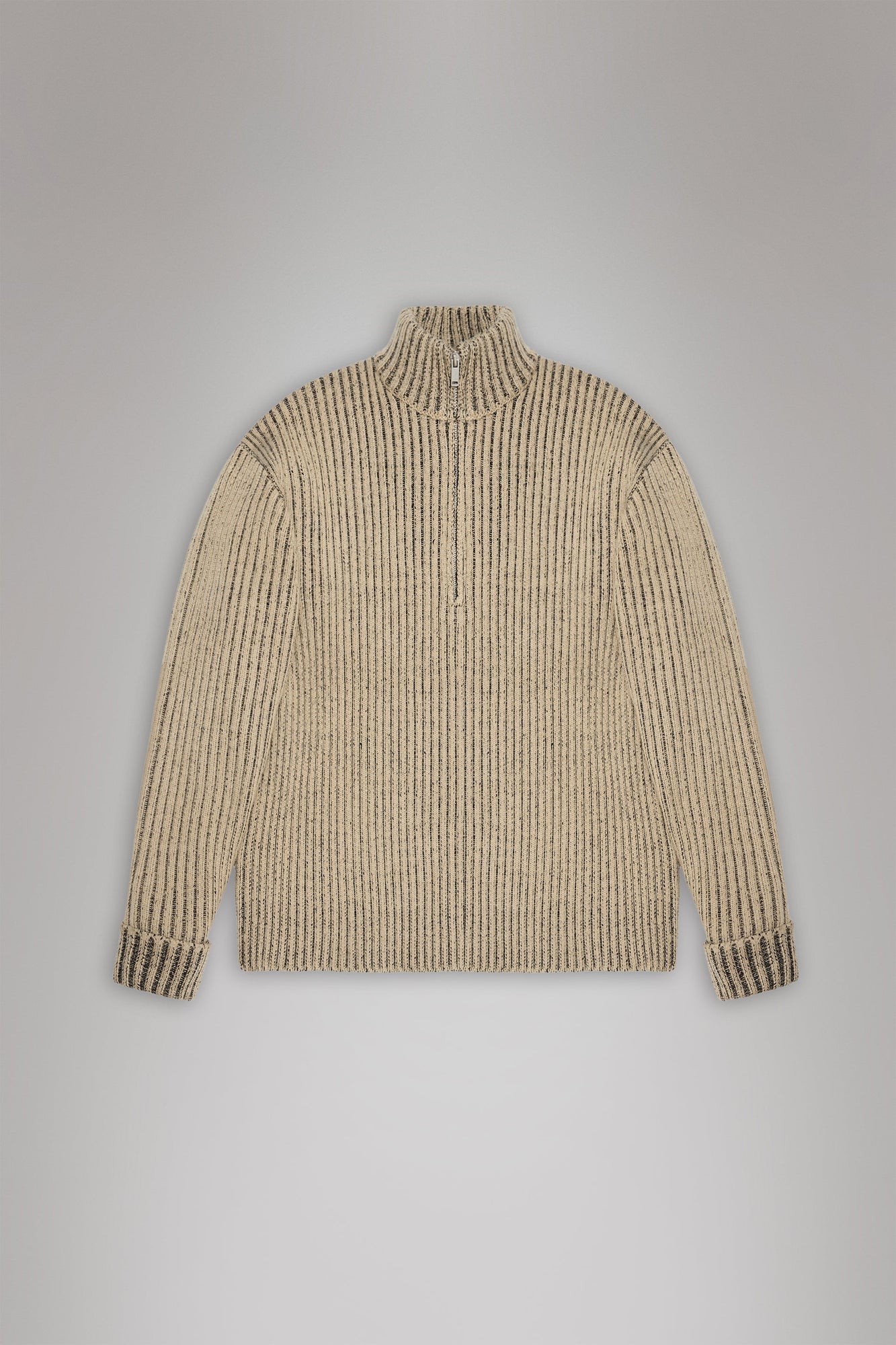 RAINS Sapa Half Zip Knit Beige/Black Long Sleeve