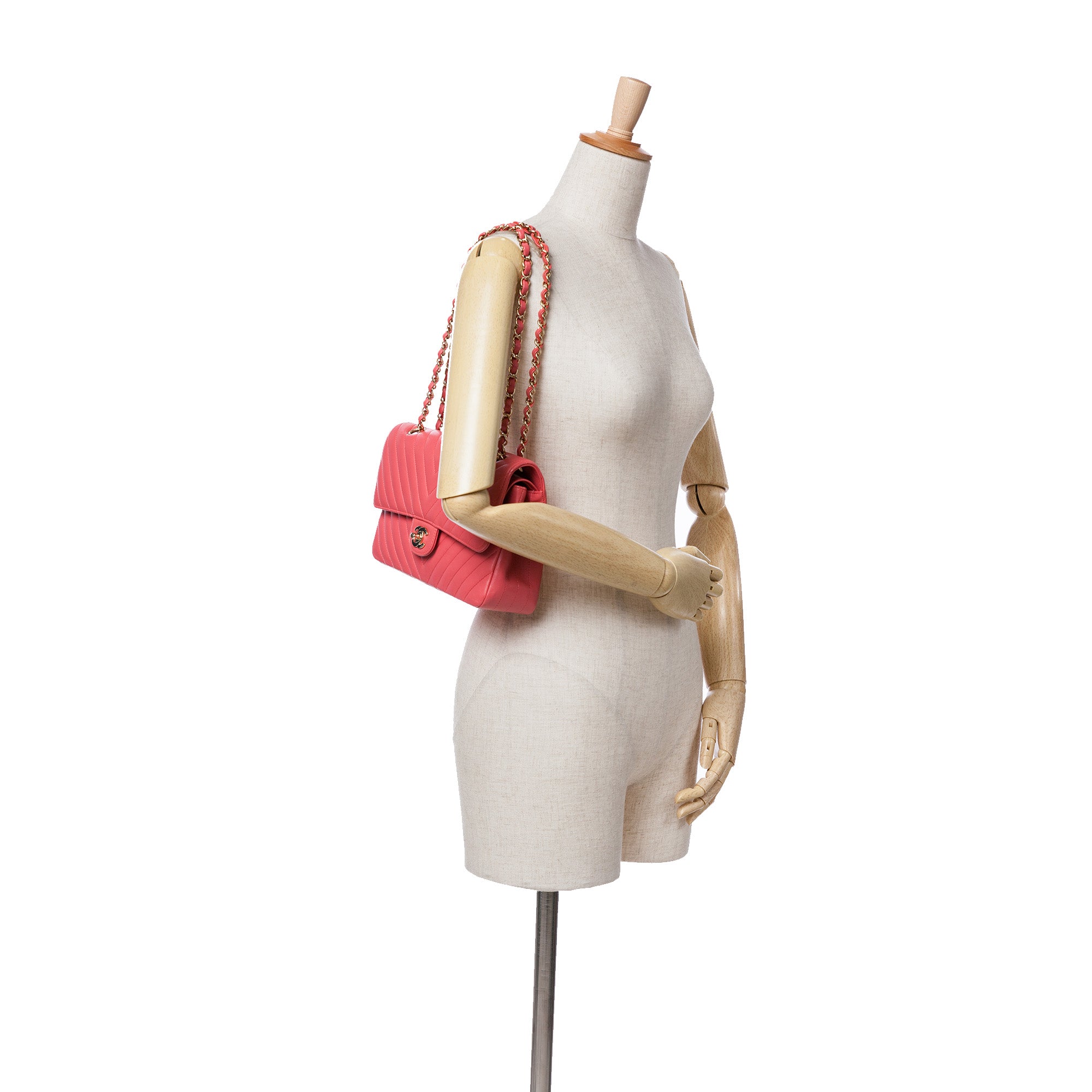 Chanel | Pre-Owned Medium Classic Chevron Lambskin Double Flap - I | Pink/Blush