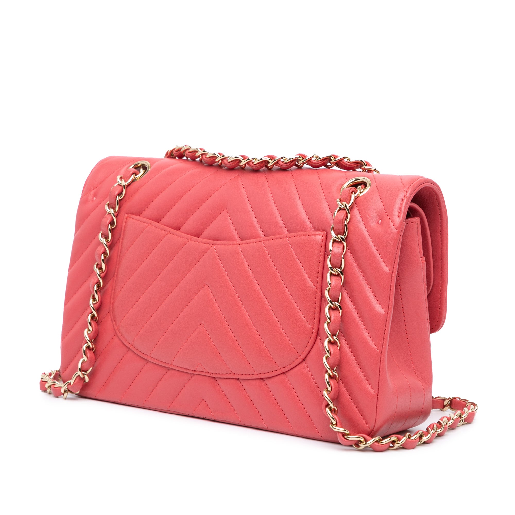 Chanel | Pre-Owned Medium Classic Chevron Lambskin Double Flap - I | Pink/Blush