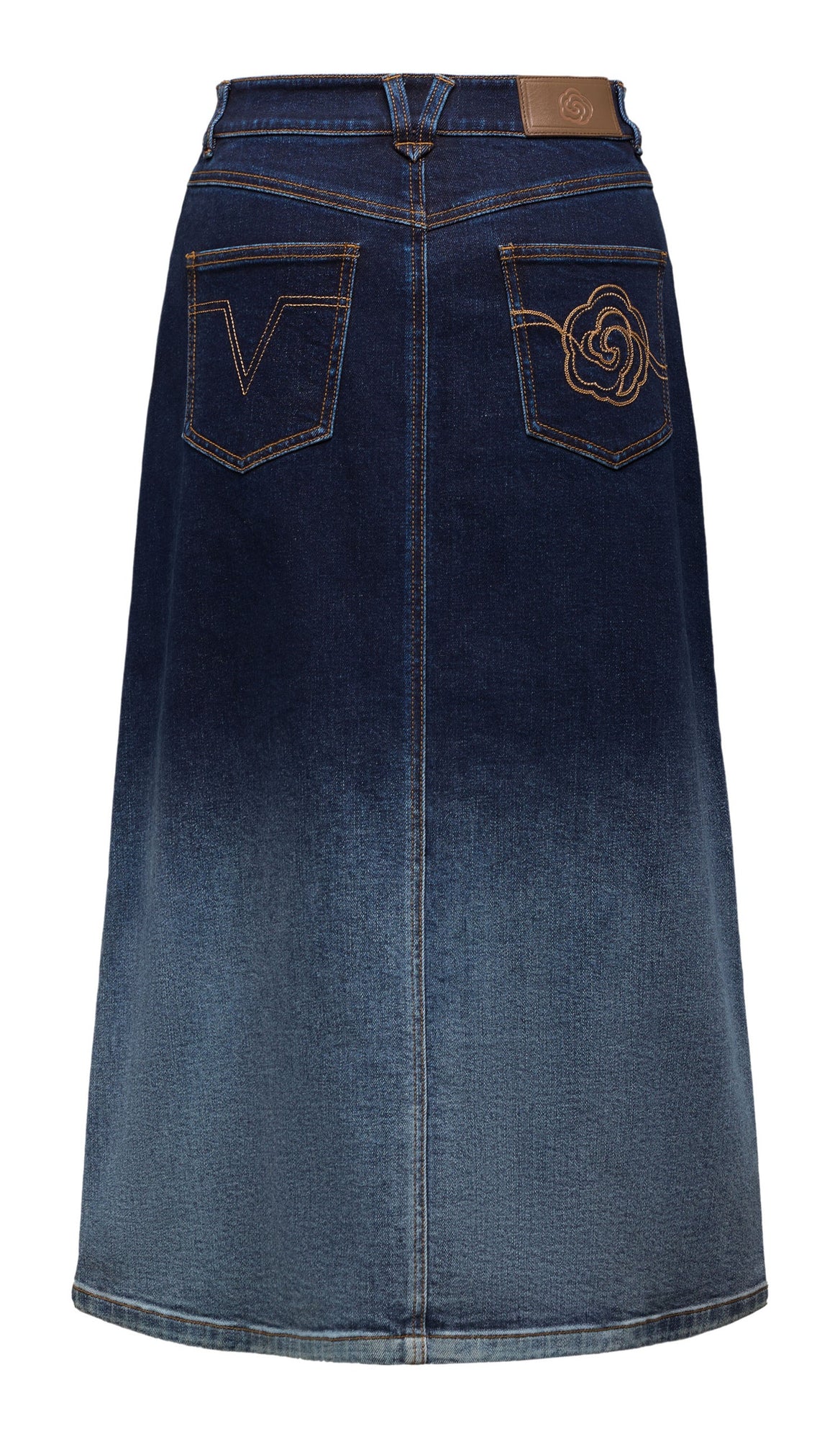 Gradient A-Line Midi Skirt | Blue