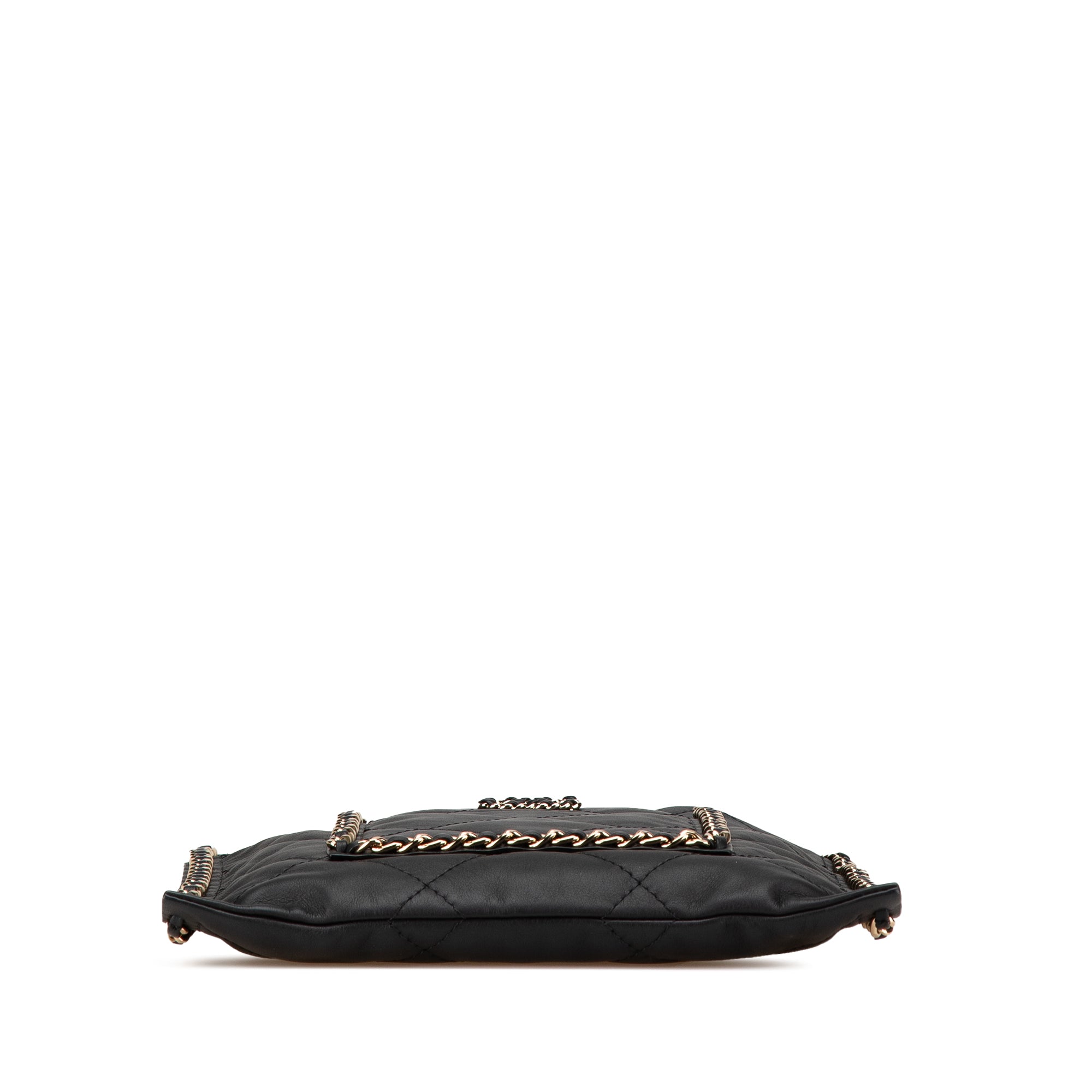 Chanel | Pre-Owned Quilted Calfskin Chain Flat Shoulder Bag | Black