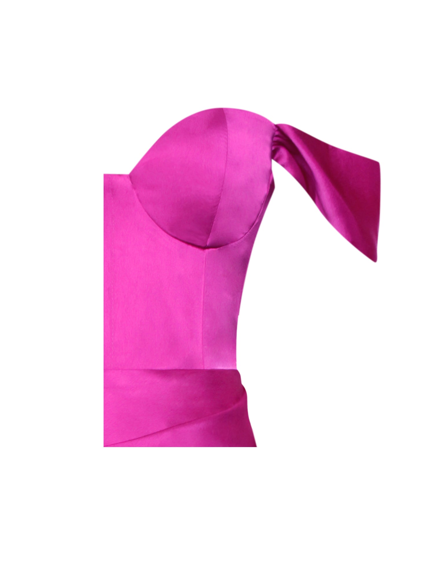 Zarah High Slit Corset Satin Dress | Fuchsia