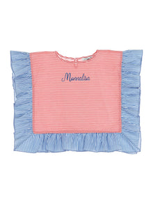 Girls | Striped Muslin Kaftan | White/Red