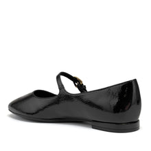 Annette Casual Flat | Black Faux Crinkle Patent