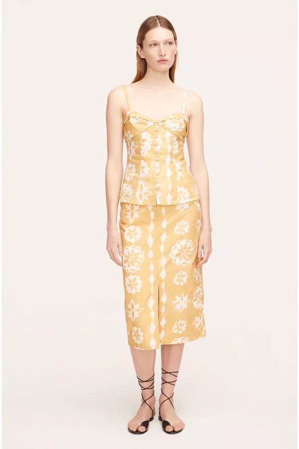 Paper Fleur Cotton Canvas Midi Skirt | Paper Fleur Ginger Combo