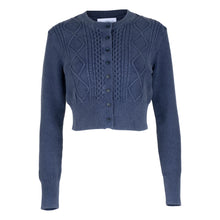 Navy Cable-Knit Cropped Cardigan - Dannijo