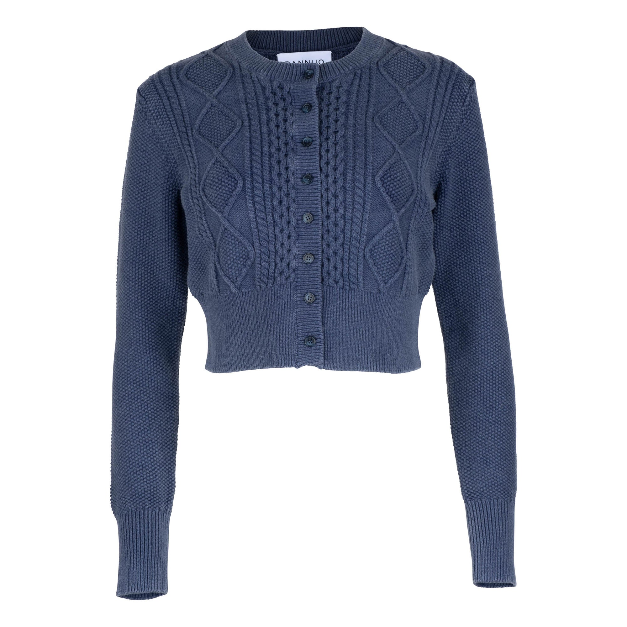 Navy Cable-Knit Cropped Cardigan - Dannijo
