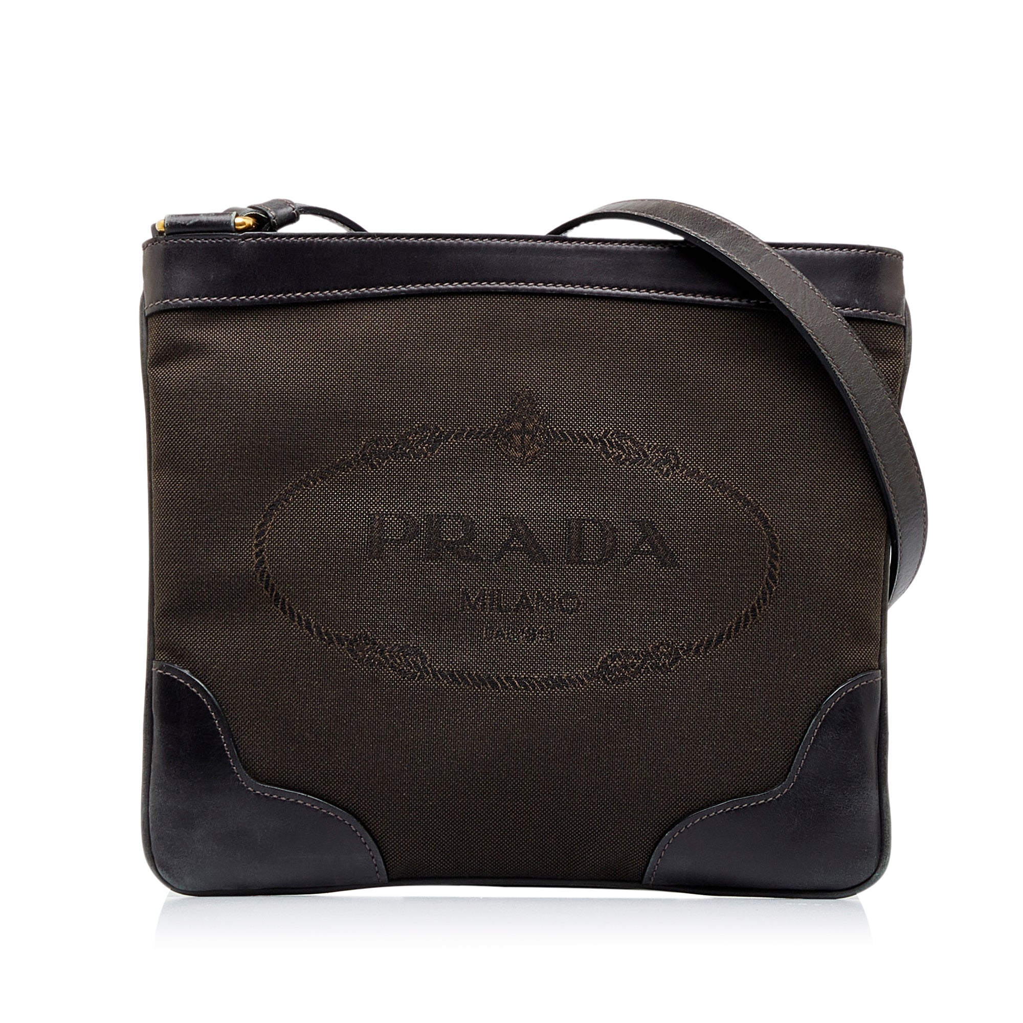 Prada | Pre-Owned Canapa Logo Crossbody | Brown