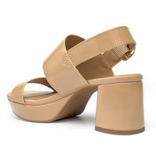 Camera Sandal Platform | Beige Bisque Faux Patent