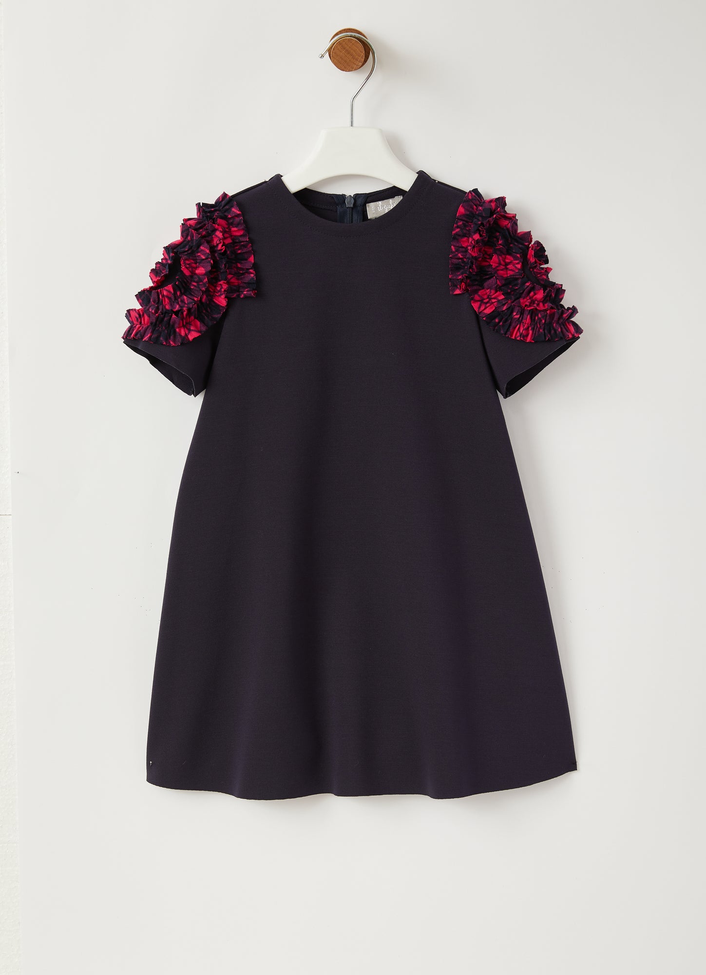 Short Sleeve Dress with Applications | Blue/Fuxia