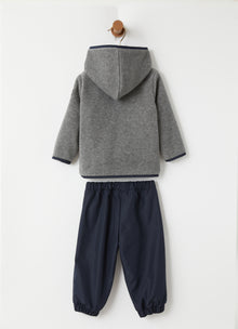 Two-Piece Fleece And Microfibre Set | Grigio Ferro/Blue