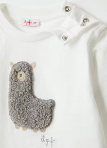 Teddy Fleece Alpaca Jersey T-Shirt | Milk/Grey