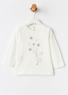Ballerina And Stars T-Shirt | Milk/Grey