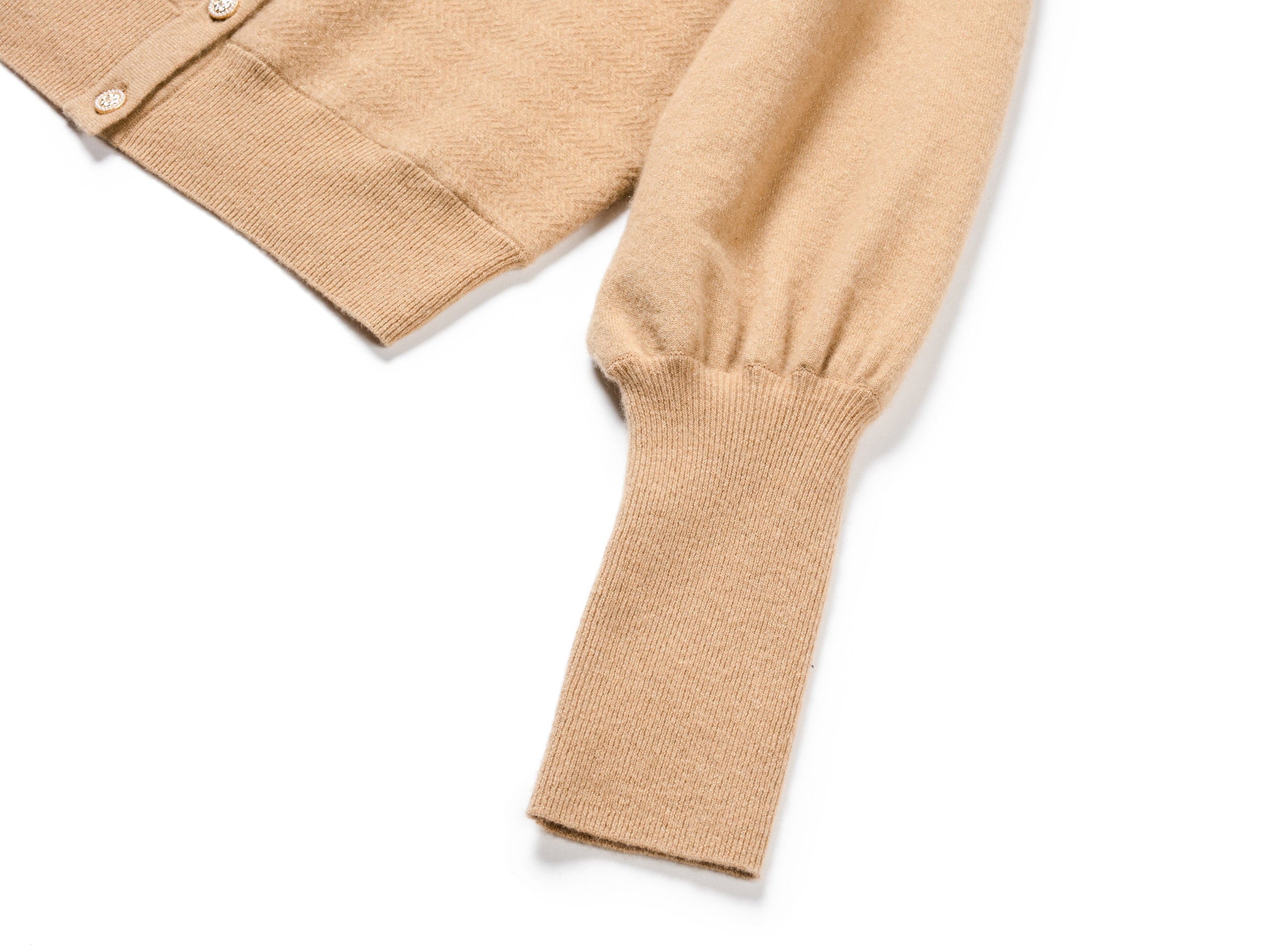 Puff Sleeve Knit Cardigan | Camel