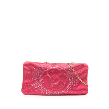 Chanel | Pre-Owned Satin Diamante Camellia Clutch with Chain | Pink/Dark Pink