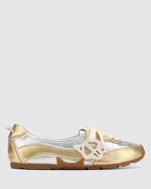Womens | Absolute Leather Flat | Silver/Gold
