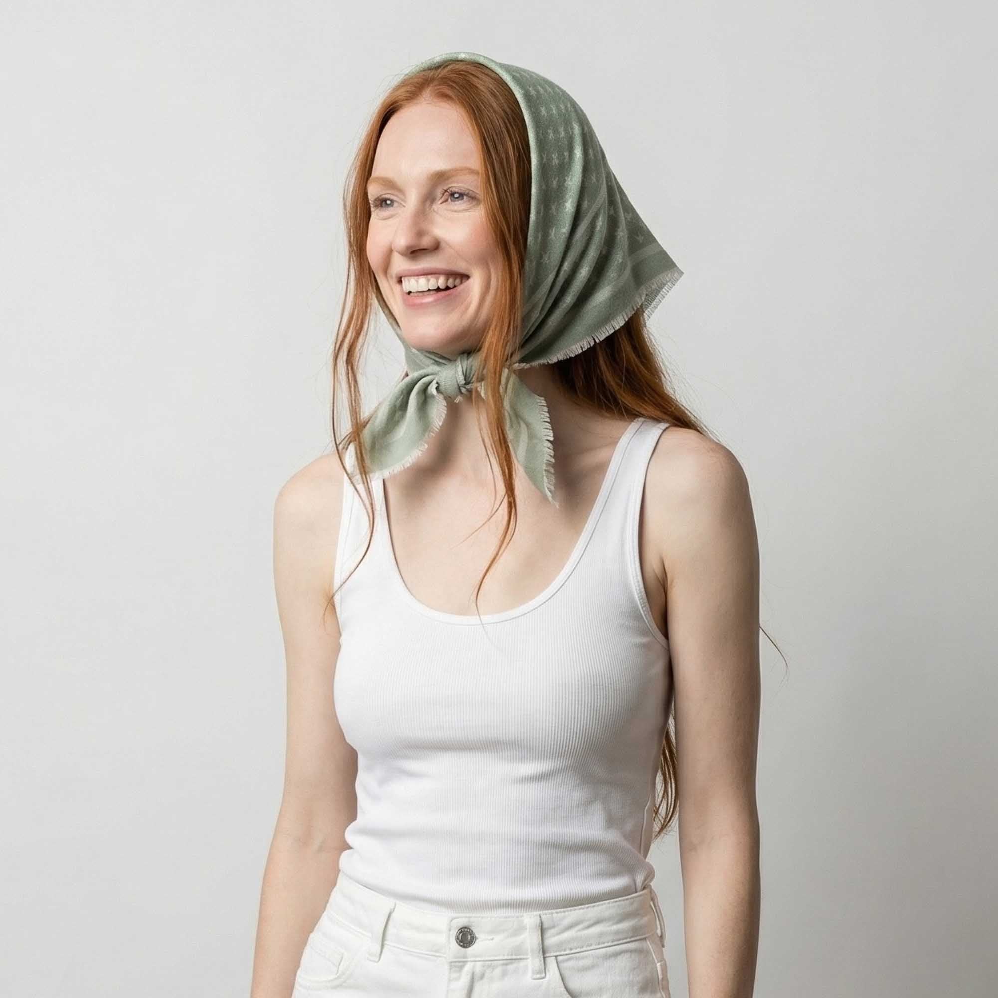Unisex | Estelle Stars Bandana | Sage / Ivory