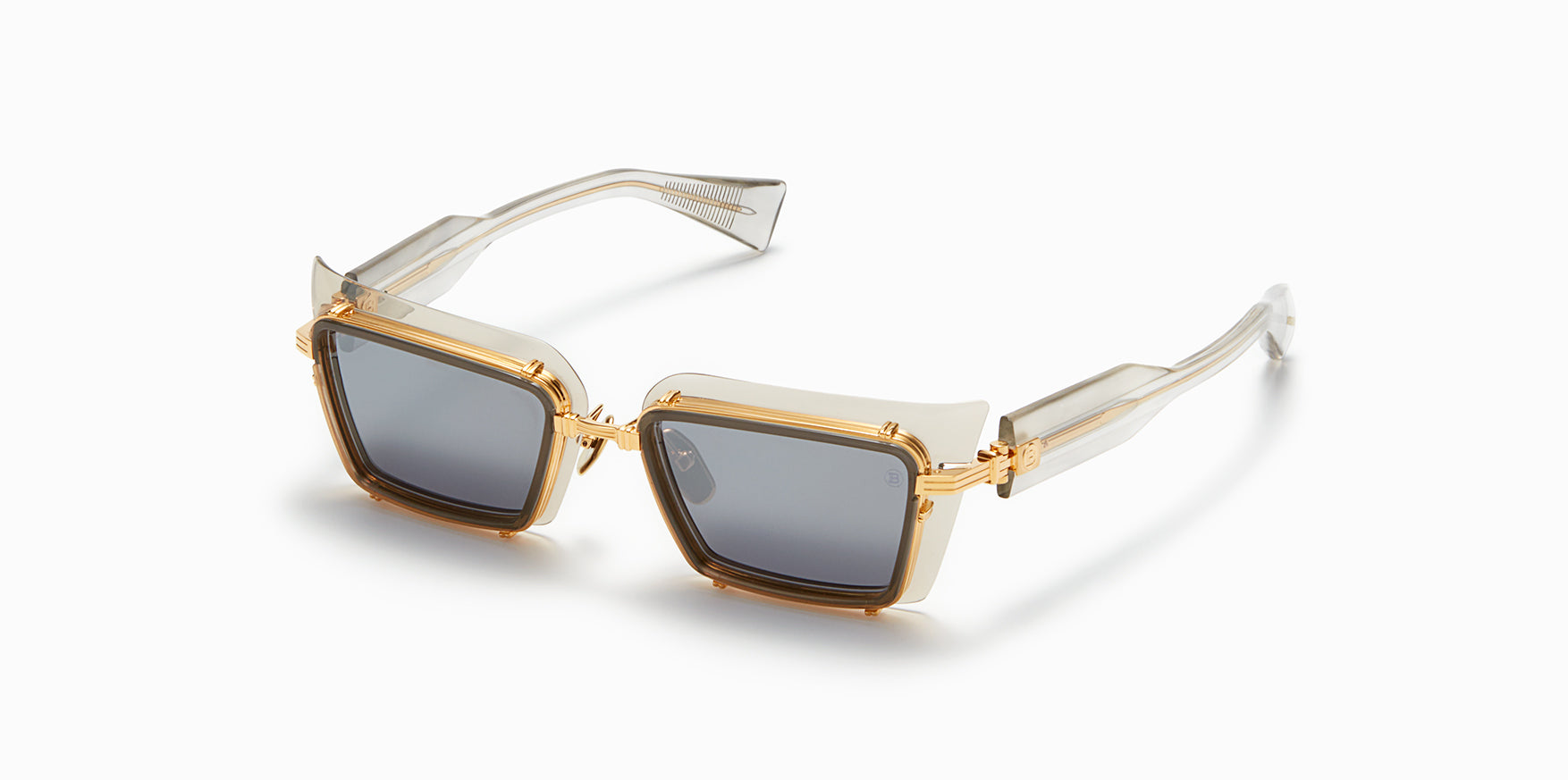 Womens | Admirable Sunglass | Grey Crystal w/ Gold Flakes - Gold | Dark Grey w/ White Gold Mirror
