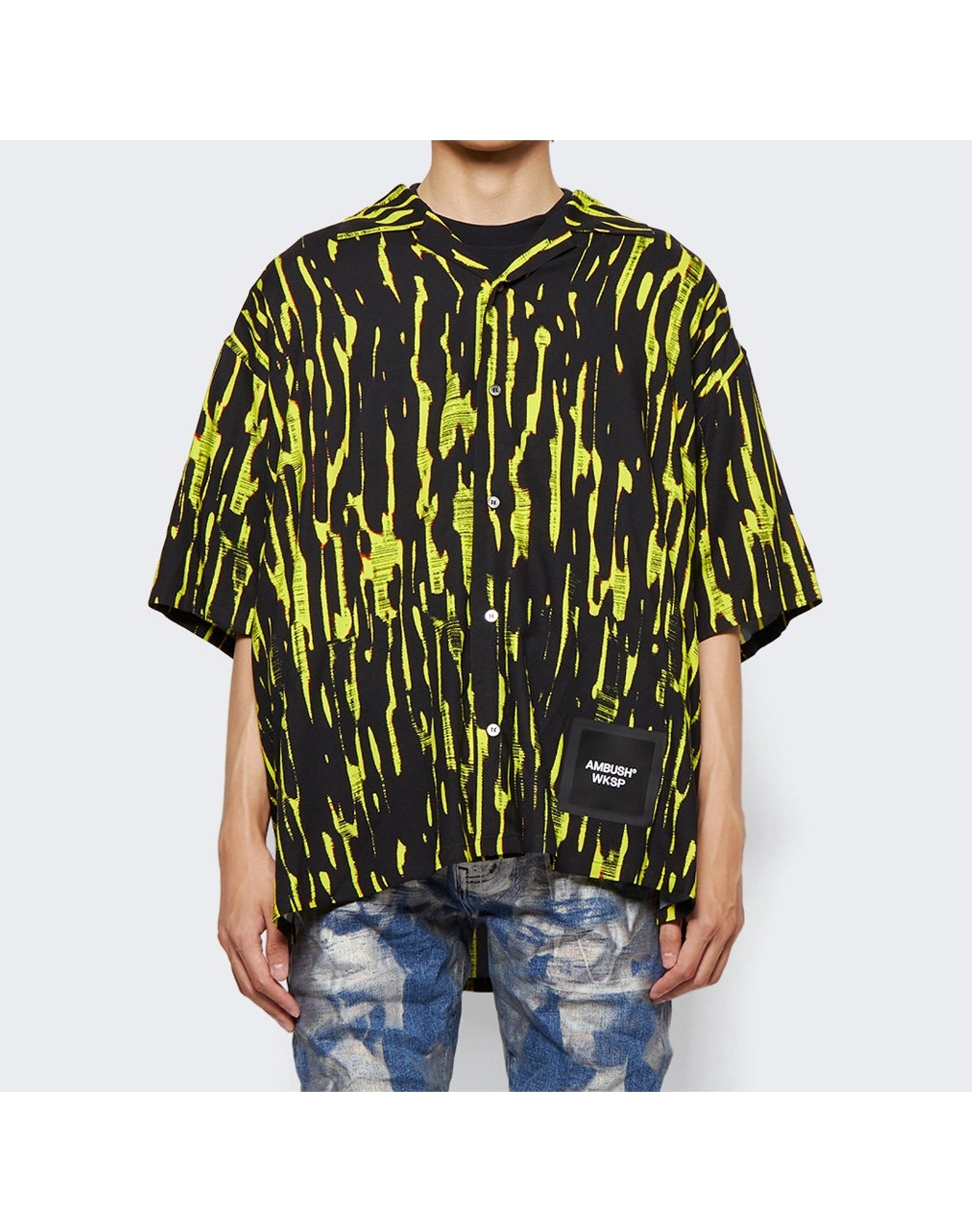 AMBUSH | Men | Bowling Allover Printed Shirt | Fluorescent Yellow