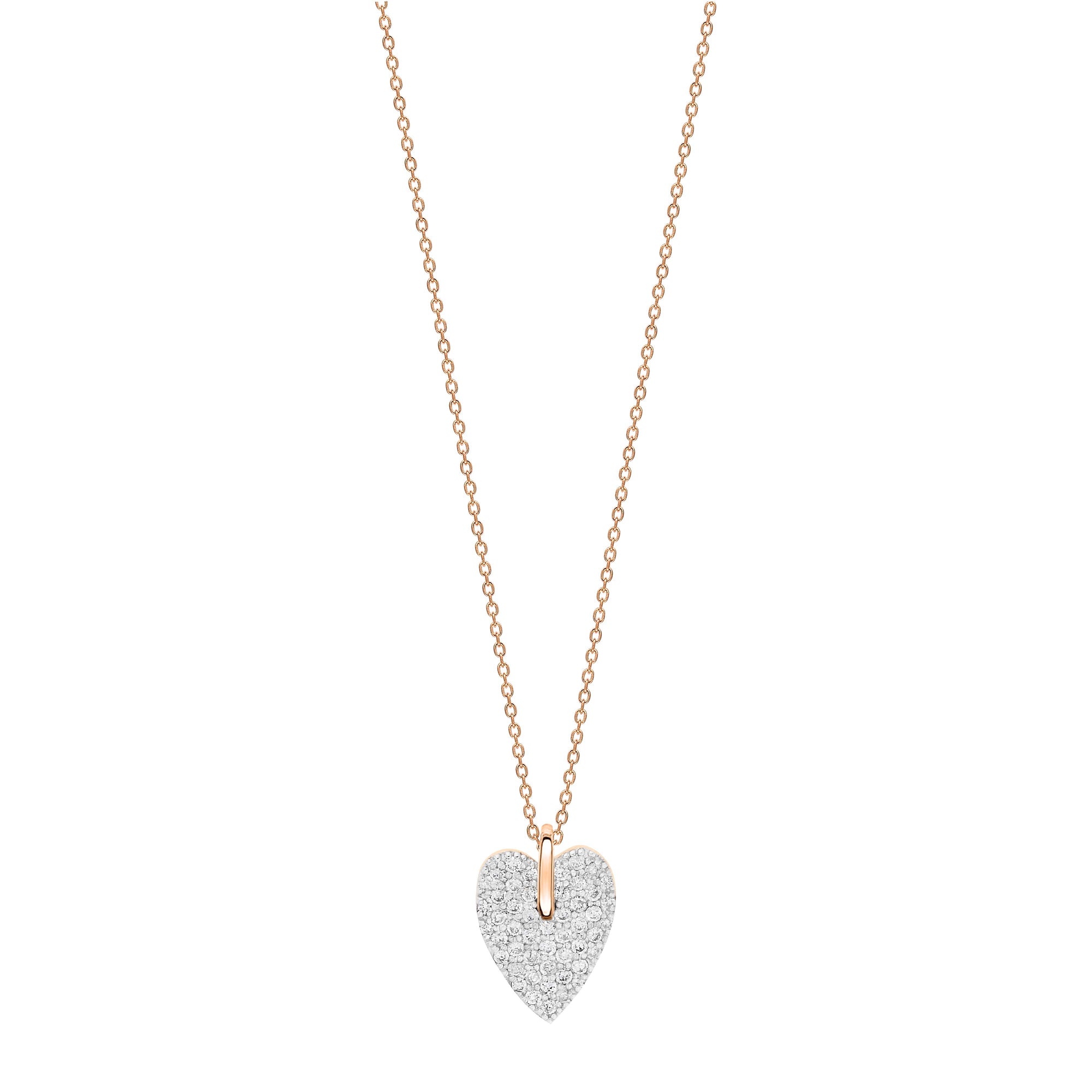 Angele Mini Diamond Heart On Chain | 18K Rose Gold