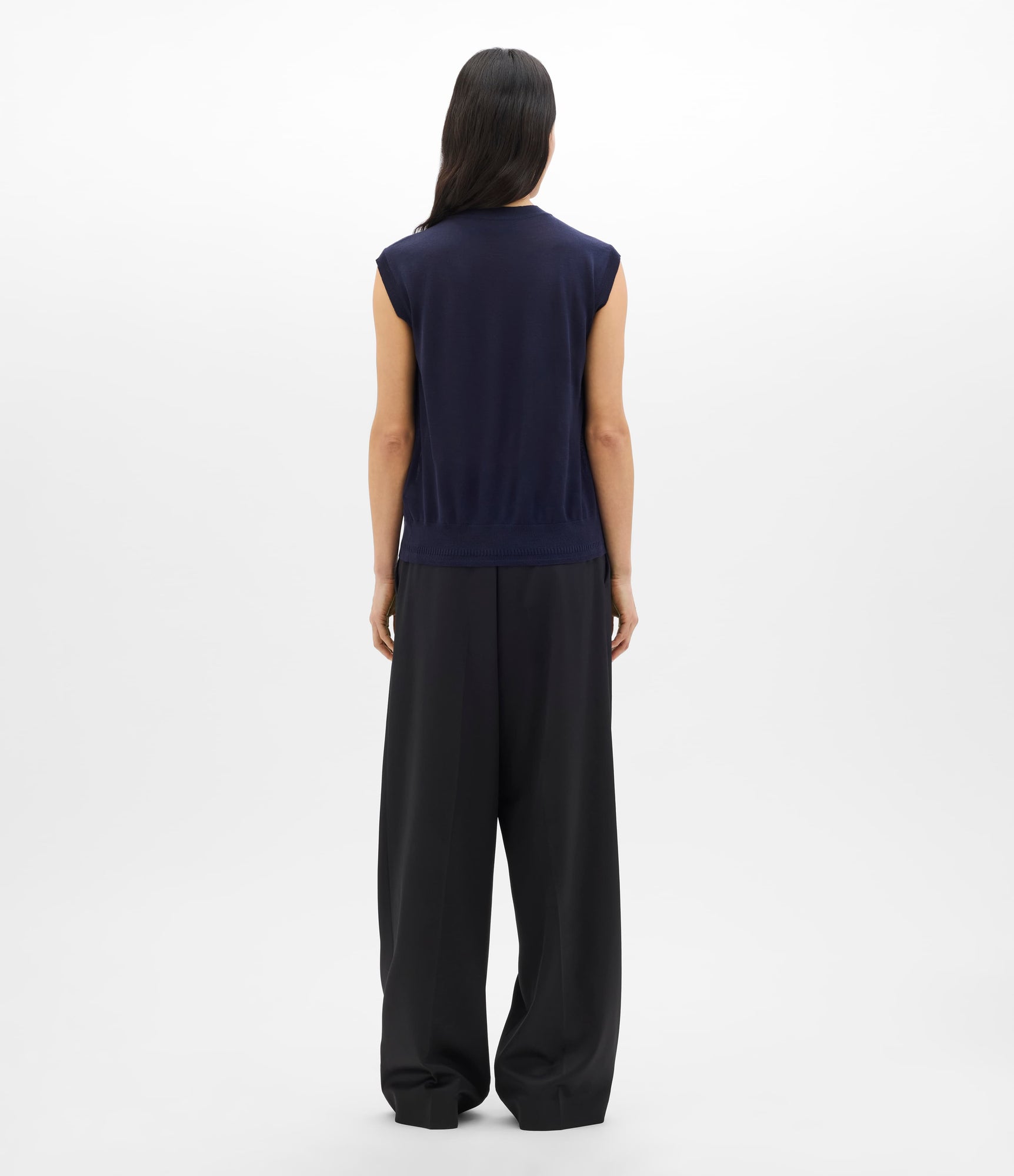 Another Tomorrow Featherweight Shell in Indigo – Wool Women's Top