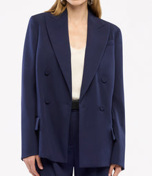 Another Tomorrow Oversized Double Breasted Jacket in Indigo – Wool Women's Jacket