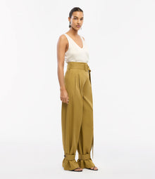 Another Tomorrow Tab Trouser in Thyme – Cotton Women's Trousers