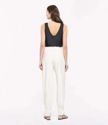 Another Tomorrow Tab Trouser in Off White – Cotton Women's Trousers