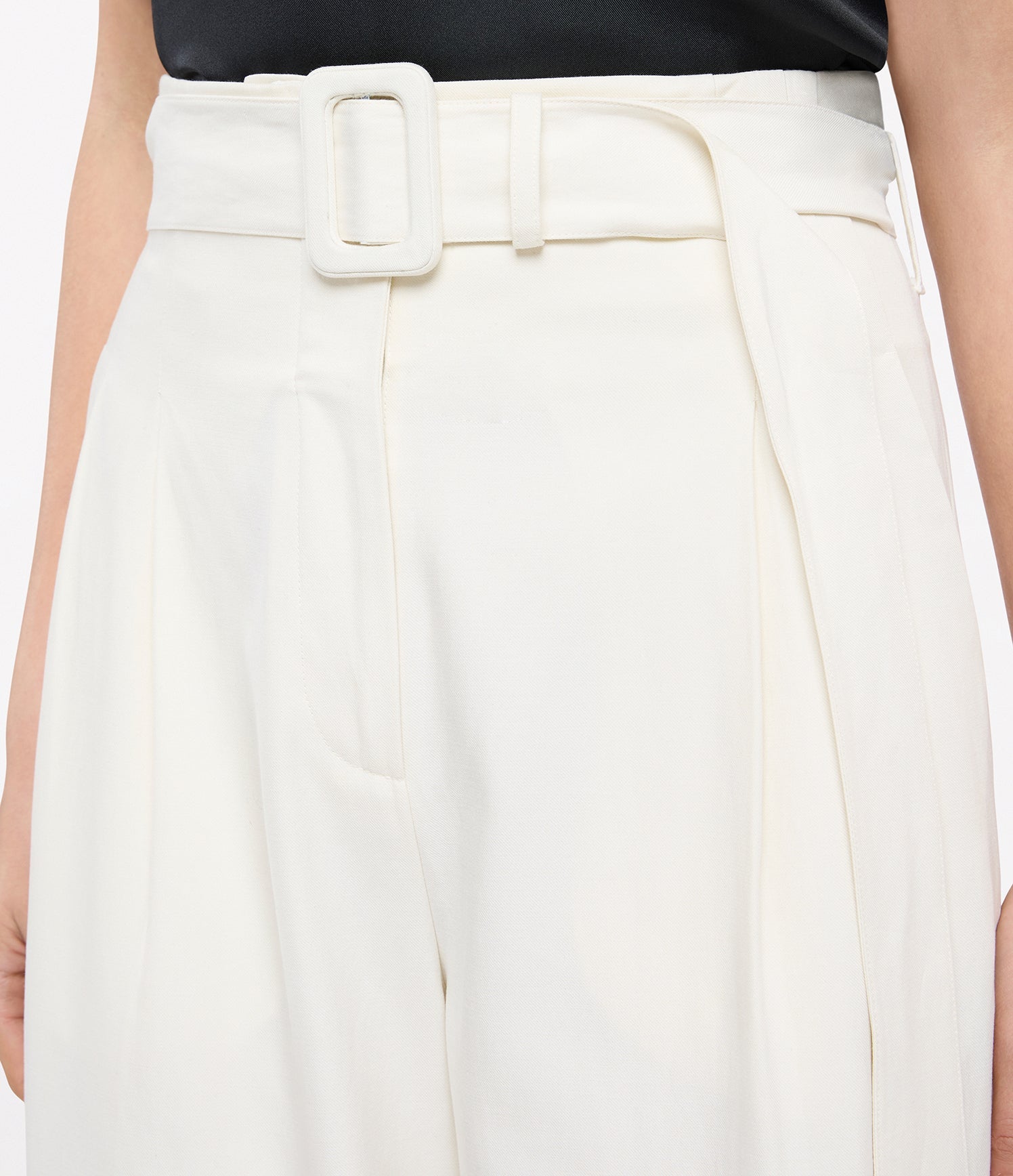 Another Tomorrow Tab Trouser in Off White – Cotton Women's Trousers