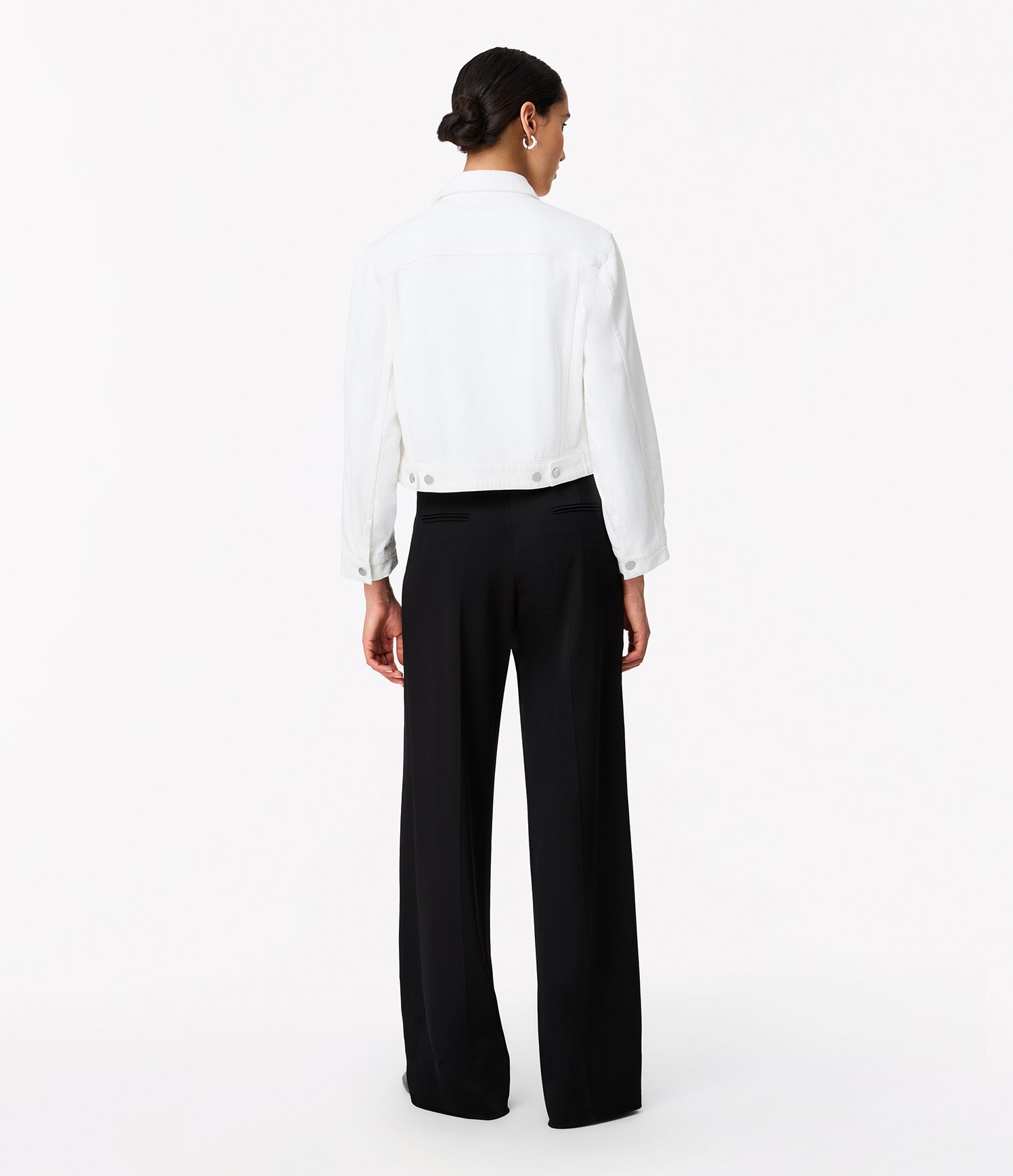 Another Tomorrow Cropped Denim Jacket in White – Denim Women's Jacket