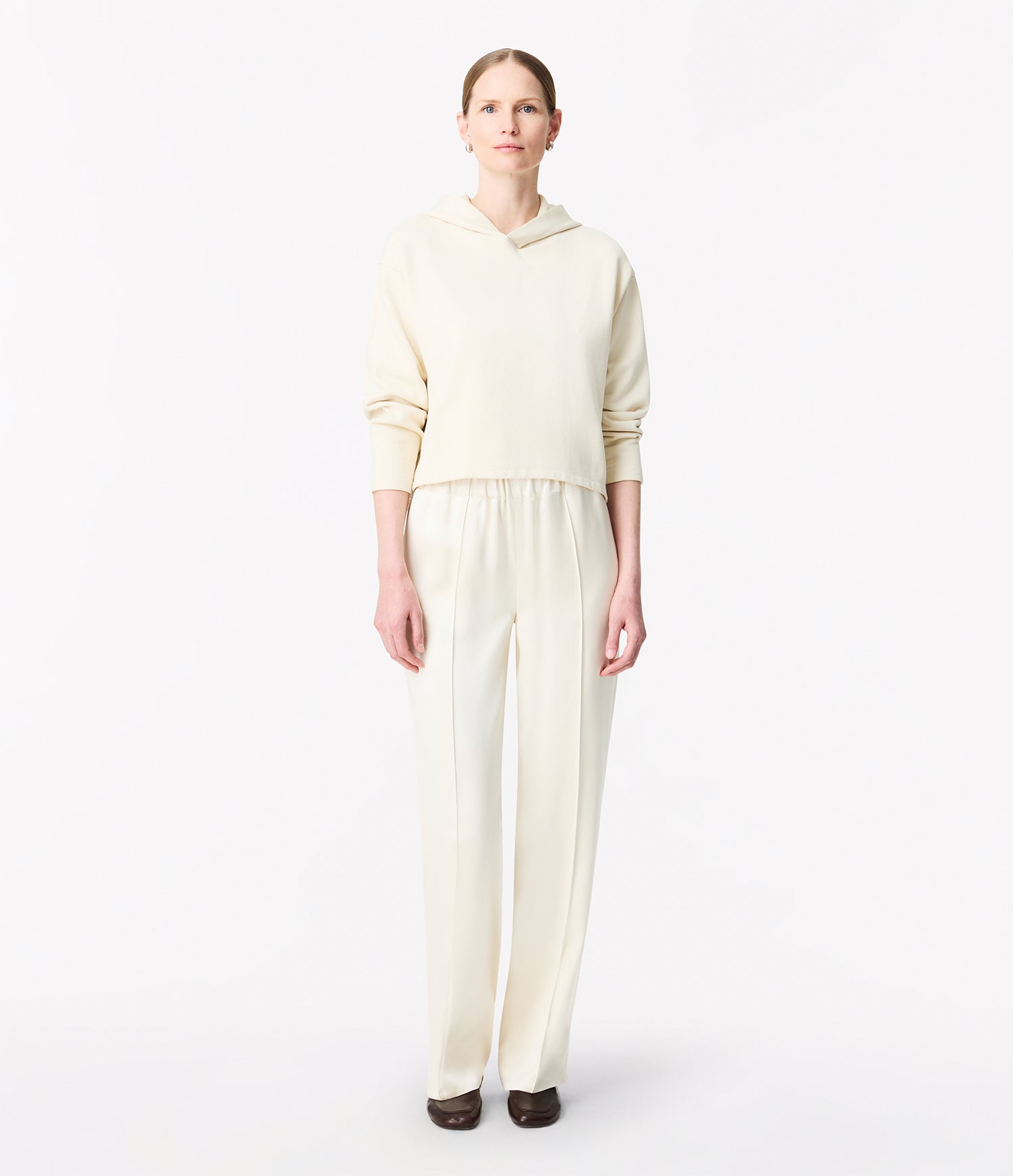 Another Tomorrow Cropped Hoodie in Parchment – Cotton Women's Top