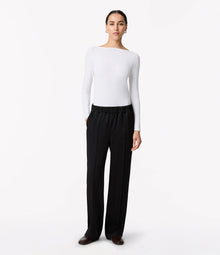 Another Tomorrow Satin Jogger in Black – Satin Women's Trousers