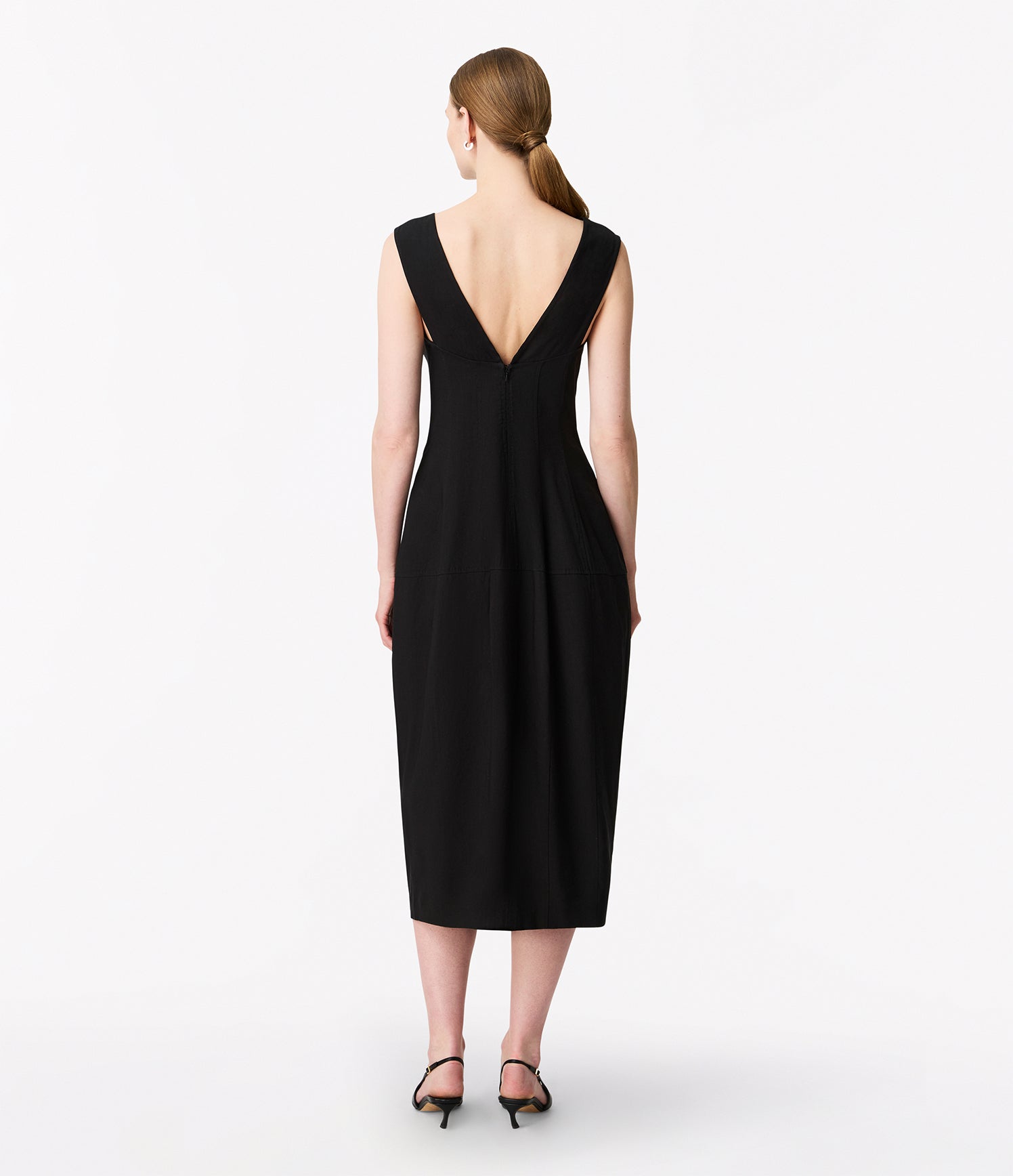 Another Tomorrow Seamed Dress in Black – Viscose Women's Dress