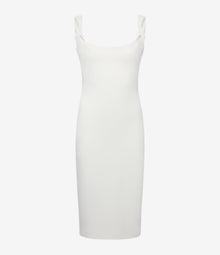 Another Tomorrow Twist Bias Dress in Off White – Crêpe Women's Dress