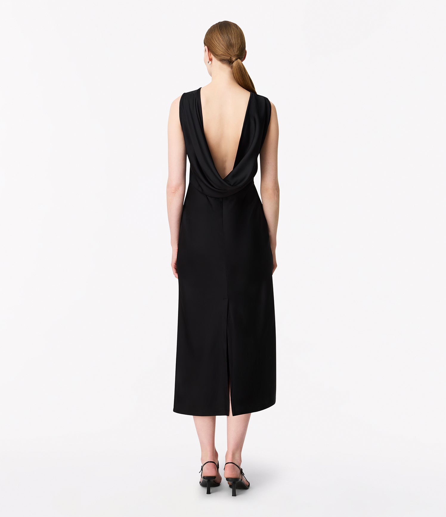 Another Tomorrow Cowl Back Dress in Black – Satin Women's Dress