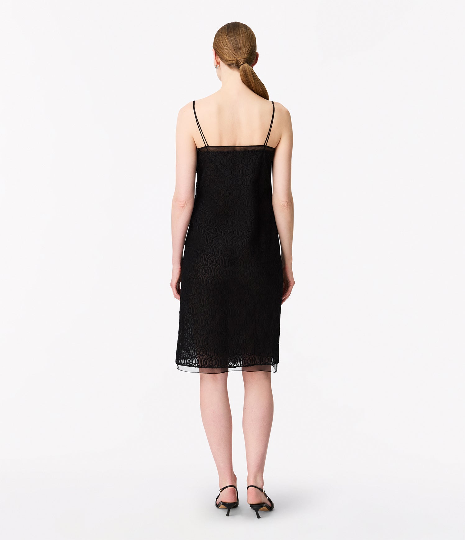 Another Tomorrow Silk Embroidered Dress in Black – Silk Women's Dress
