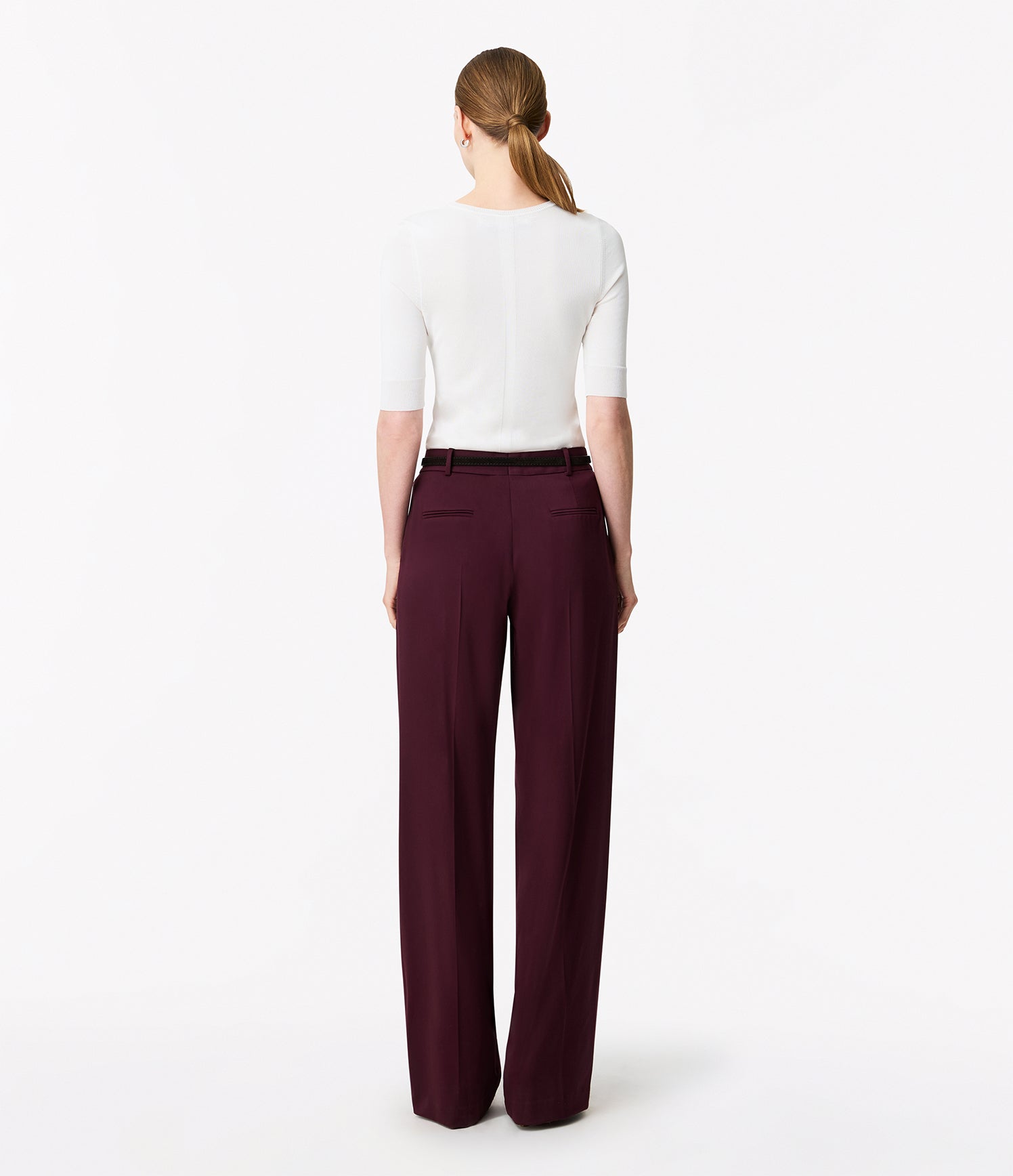 Another Tomorrow Fitted Knit Top in Off White – Cotton Women's Knitwear