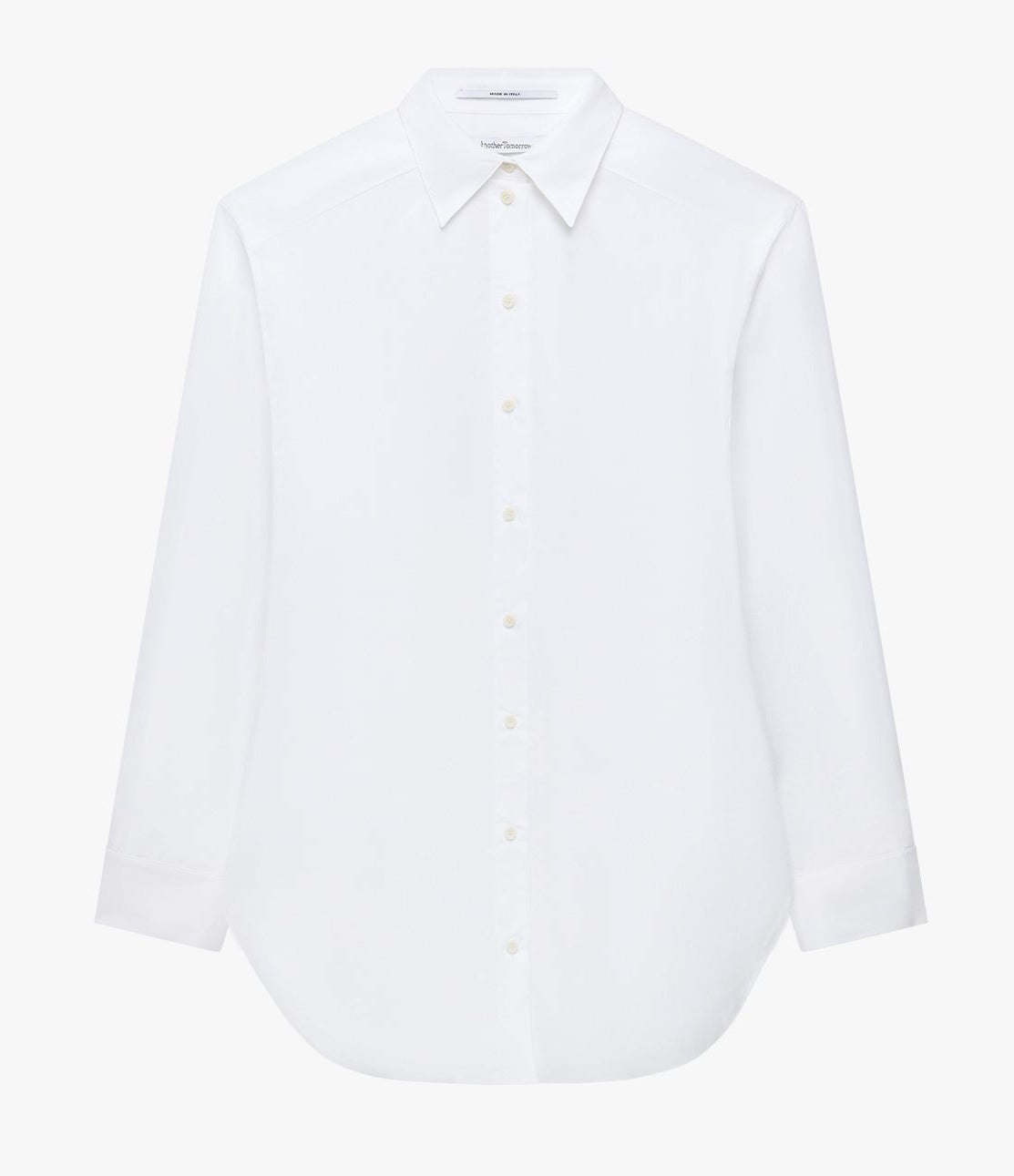 Another Tomorrow Pleat Back Poplin Shirt in White – Cotton Women's Top