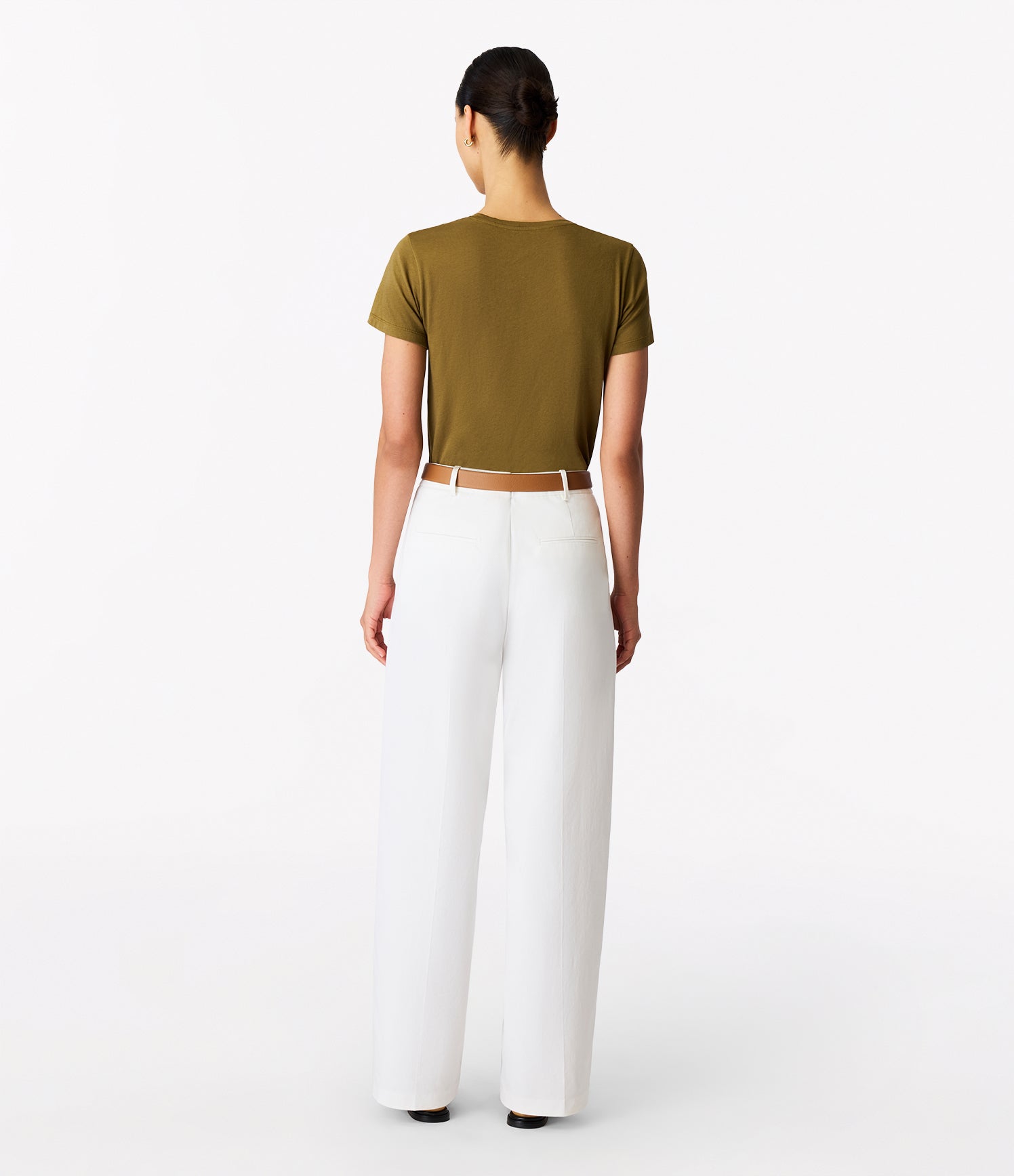 Another Tomorrow Relaxed Wide Leg Pant in Off White – Cotton Women's Trousers