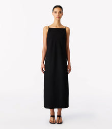 Another Tomorrow Square Neck Slip Dress in Black – Viscose Women's Dress