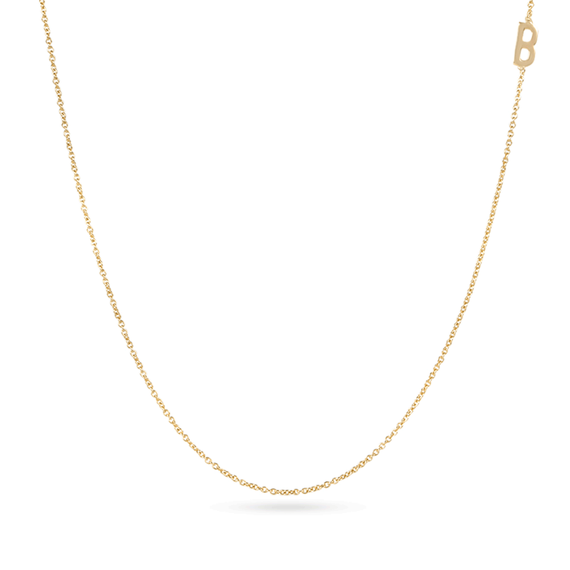 Stone and Strand 14K Yellow Gold Tiny Asymmetric Initial Necklace Front Image
