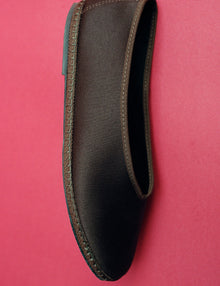 Womens | The Cassio Flat in Heavy Cotton Sateen | Espresso
