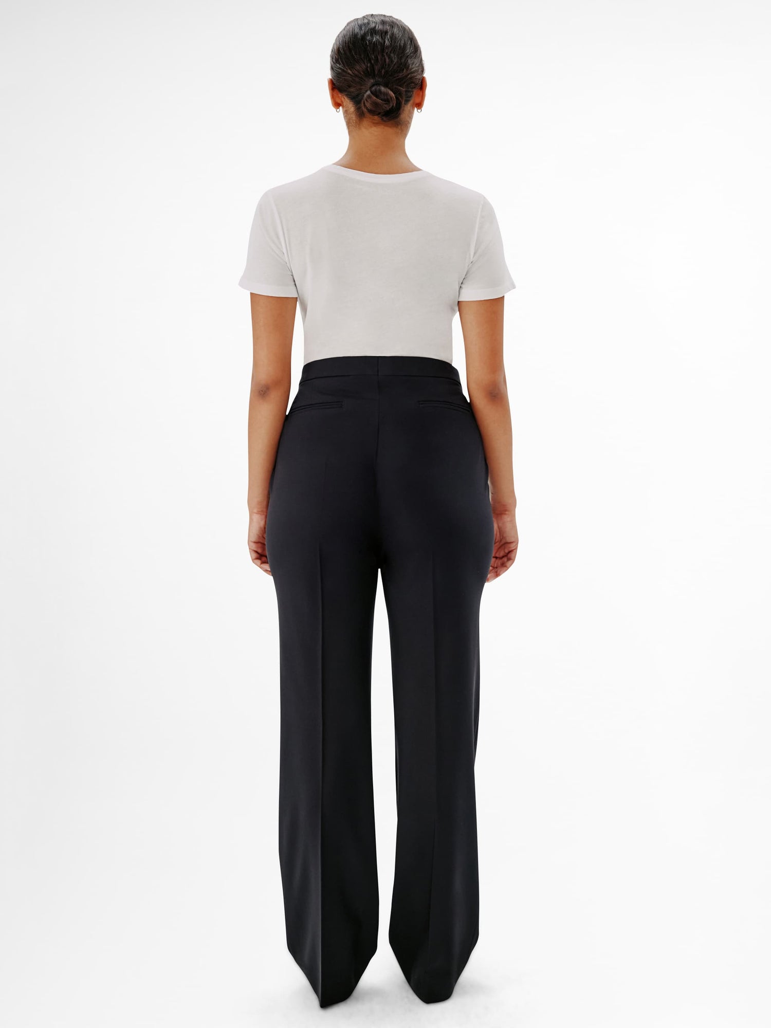 Another Tomorrow Slight Flare Trouser in Black – Wool Women's Trousers