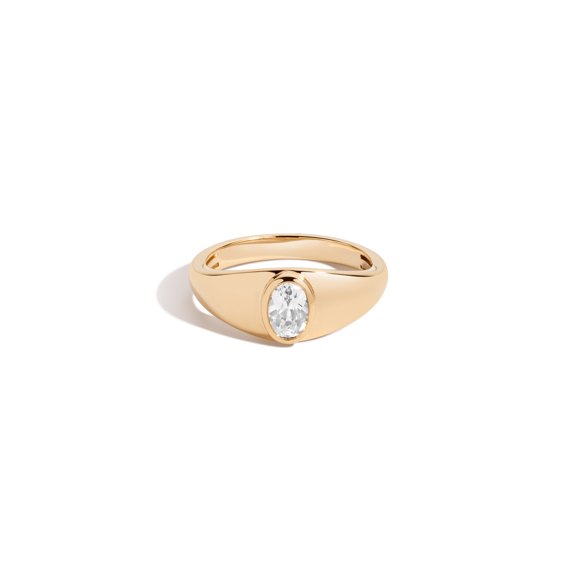 Chunky Lab Grown White Sapphire Oval Ring Vermeil Yellow Gold First