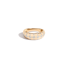 Lab Grown White Sapphire Matrix Ring Vermeil Yellow Gold First